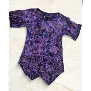 Spirit of Courage Nnamdi Ibenagu Batik Tunic Top Asymmetrical Hem Art to Wear-S